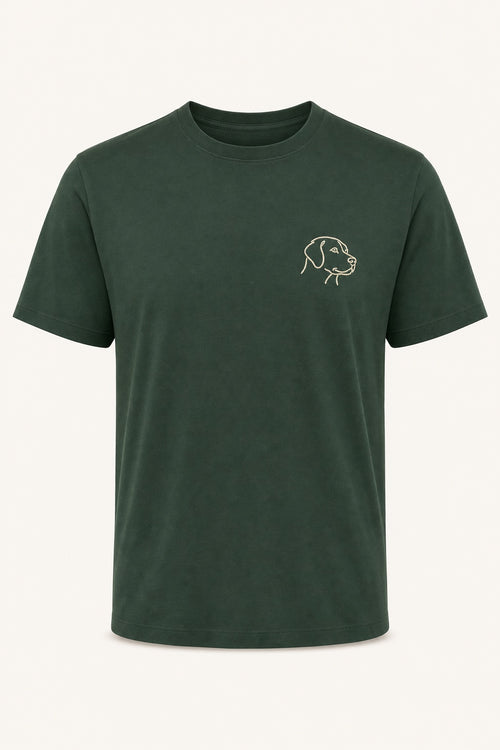 Camiseta Pima Bordada Por Linhas — Verde Floresta